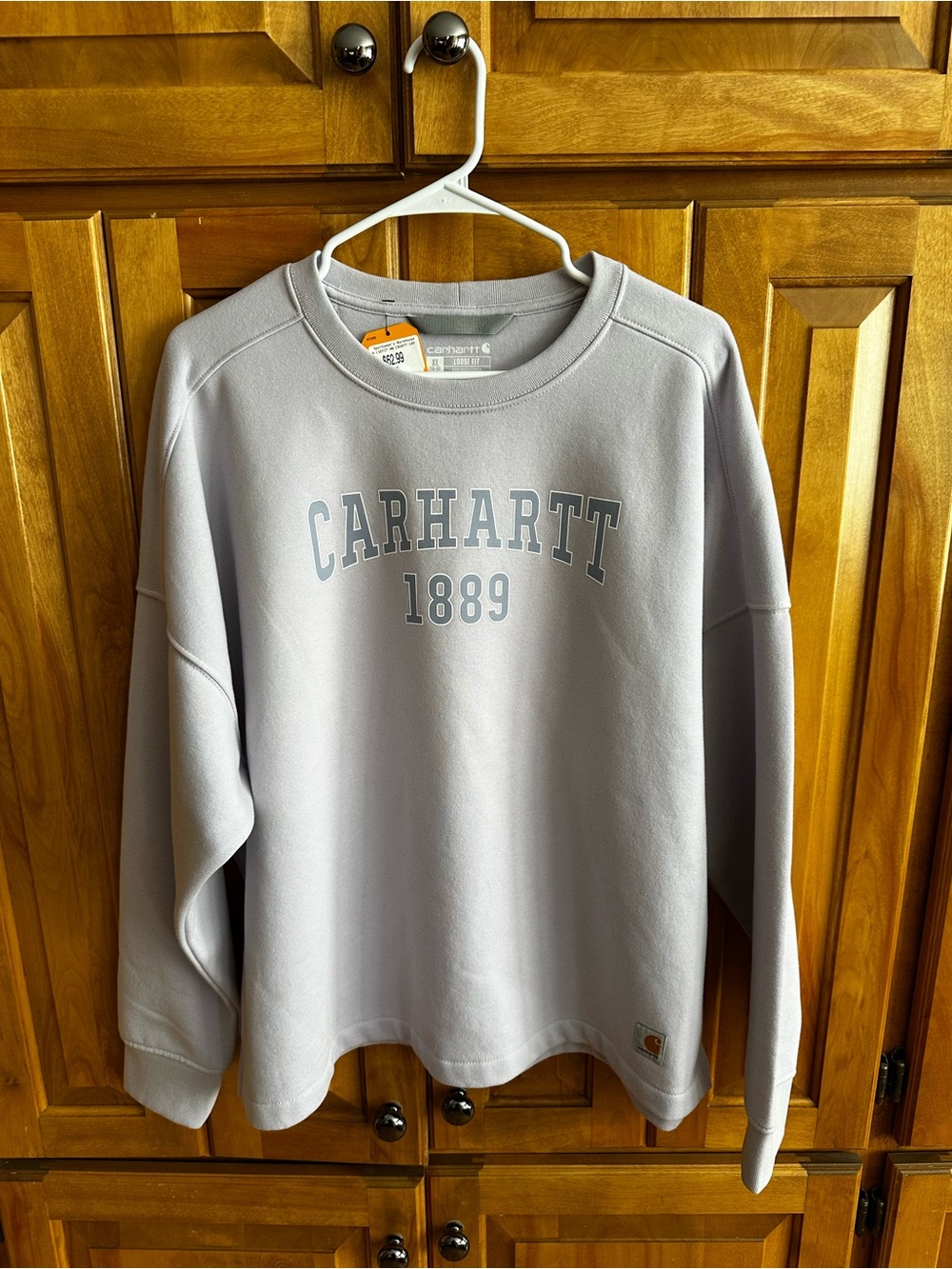 Carhartt Women's Light Purple Crewneck Sweatshirt with 1889 Logo